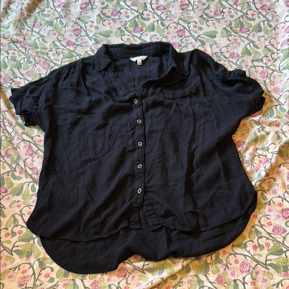 Black Button-Up Women's Top